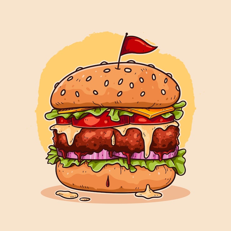 Vecteur gratuit illustration de burger dessiné à la main