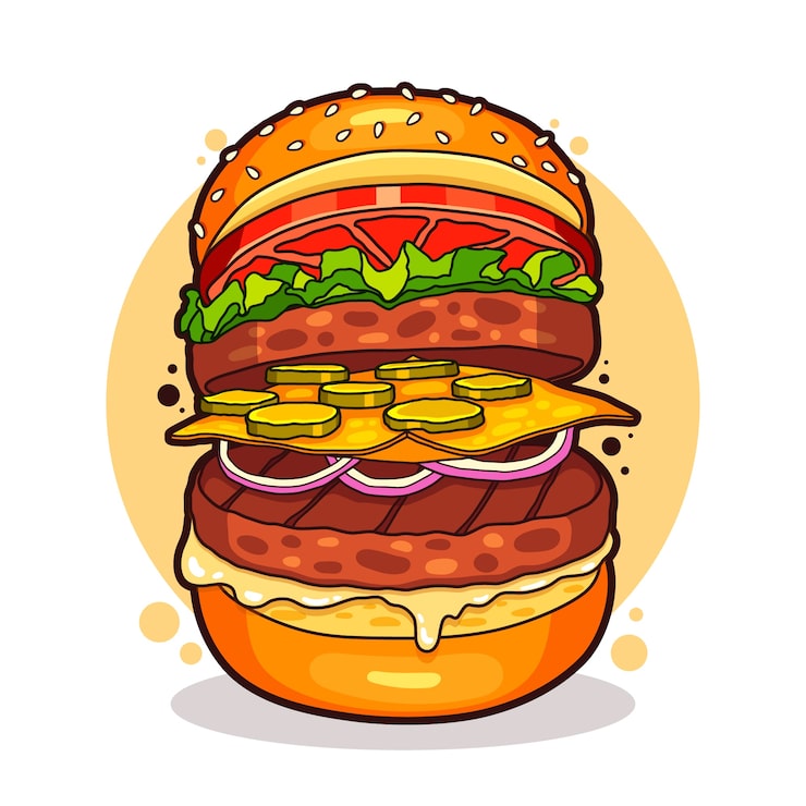 Vecteur gratuit illustration de burger dessiné à la main