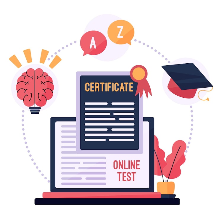 Vecteur gratuit illustration de la certification en ligne