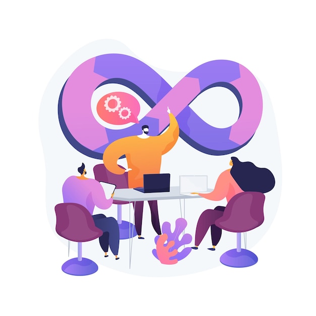 Vecteur gratuit illustration de concept abstrait de l'équipe devops