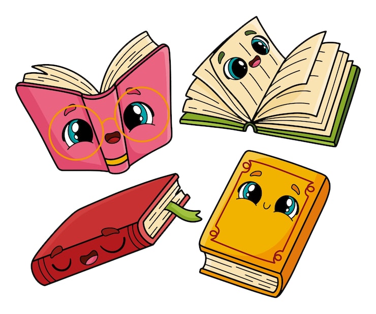 Vecteur gratuit illustration de dessin animé de livre dessiné à la main