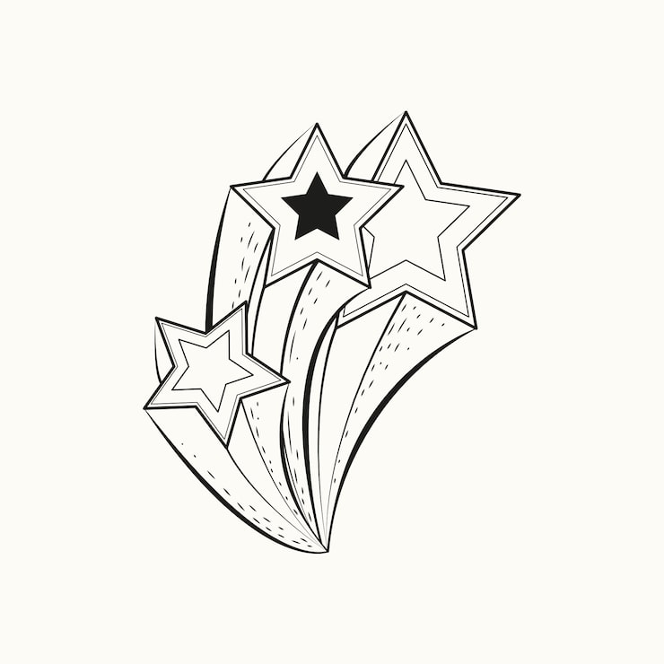 Vecteur gratuit illustration de dessin étoile filante dessinés à la main