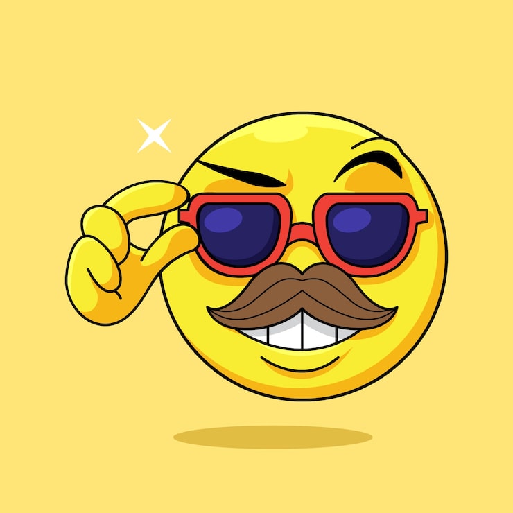 Vecteur gratuit illustration d'emoji à la moustache dessinée à la main