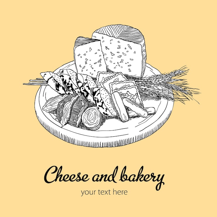 Vecteur gratuit illustration de fromage et de boulangerie