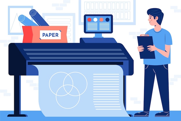 Vecteur gratuit illustration de l'industrie de l'impression