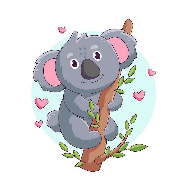 Vecteur gratuit illustration de koala dessin animé dessiné à la main