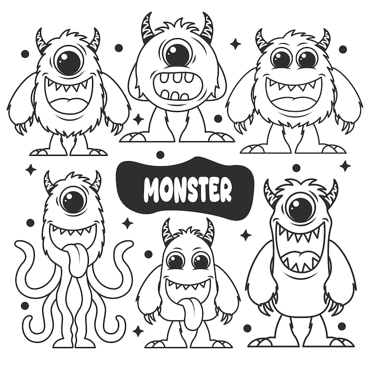 Vecteur gratuit illustration mignon monstre doodle