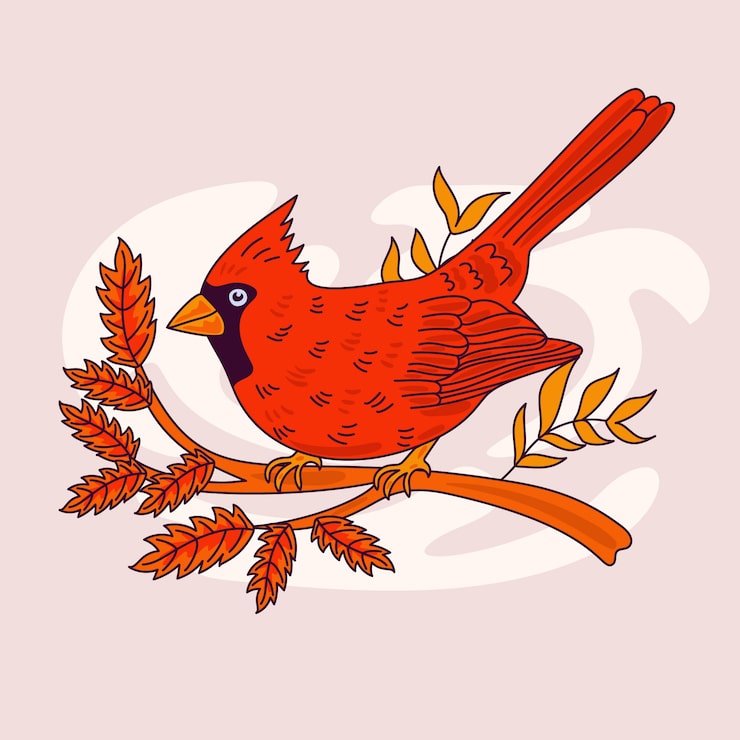 Vecteur gratuit illustration d'oiseau cardinal dessiné à la main