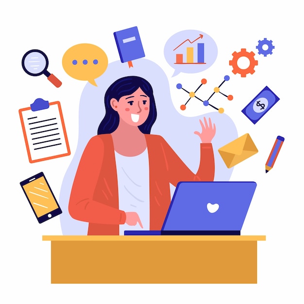 Vecteur gratuit illustration d'une personne multitâche
