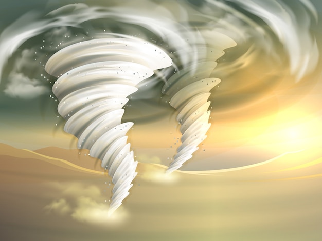 Vecteur gratuit illustration de tourbillons de tornade