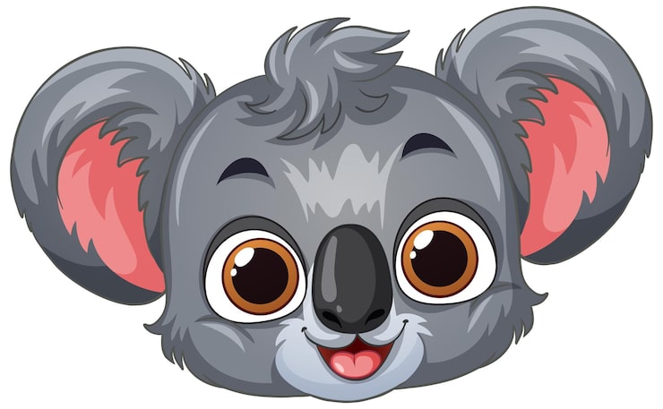Vecteur gratuit illustration vectorielle d'un visage de koala mignon de dessin animé sur fond blanc