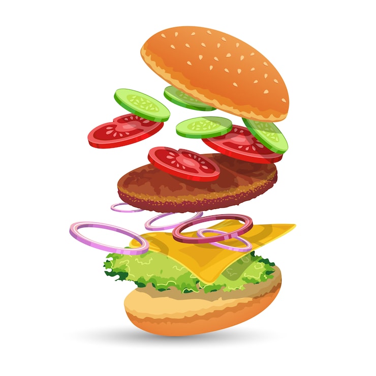 Vecteur gratuit ingrédients hamburger