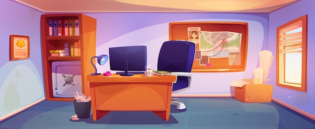 Vecteur gratuit intérieur du bureau du détective