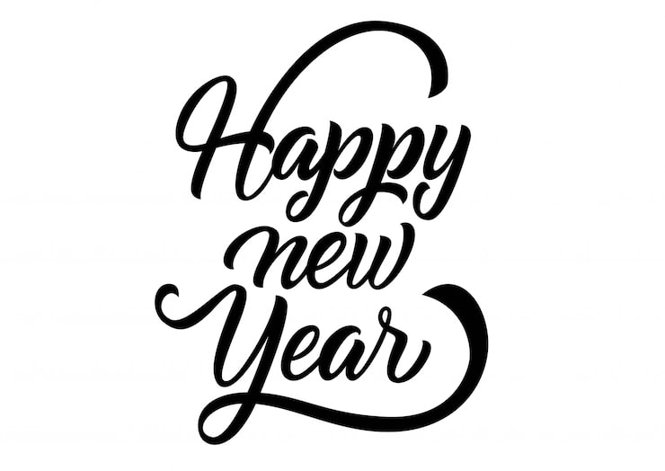 Vecteur gratuit lettrage de bonne année. inscription manuscrite avec des remous