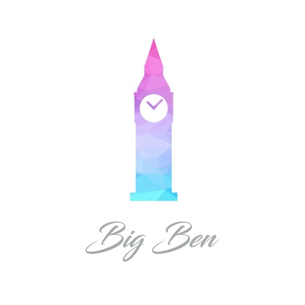Vecteur gratuit logo monument abstrait pour la tour de big ben en triangles