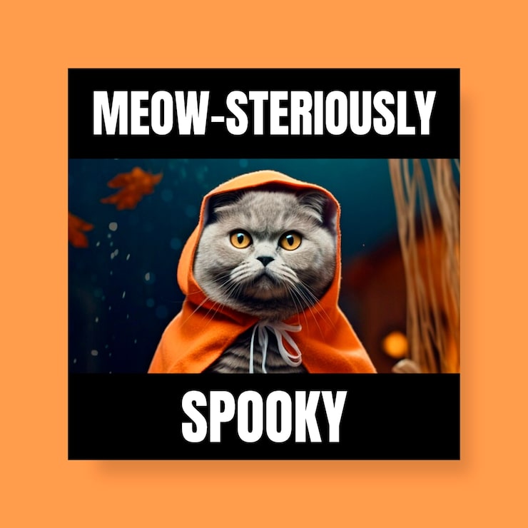 Vecteur gratuit un meme d'halloween avec des animaux mignons