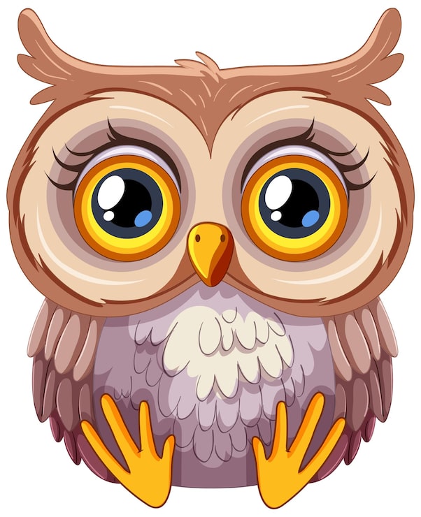 Vecteur gratuit le mignon hibou de dessin animé avec les grands yeux