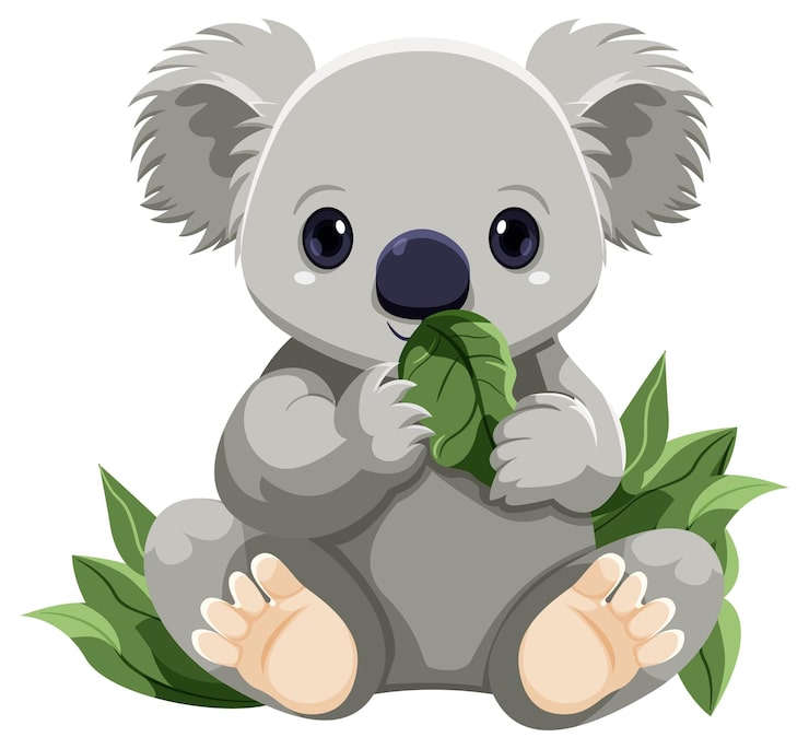 Vecteur gratuit un mignon personnage de dessin animé de koala