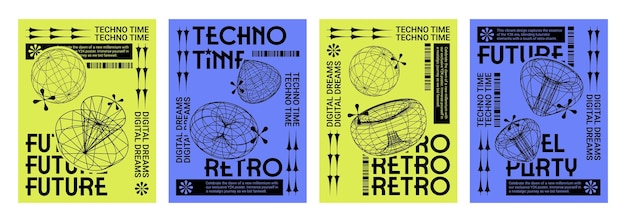 Vecteur gratuit la mise en page de la conception de l'affiche dans le style techno y2k