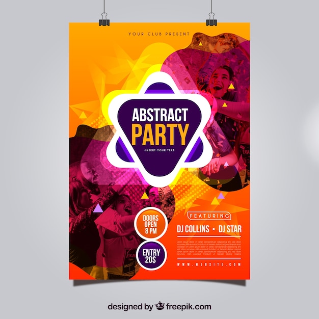Vecteur gratuit modèle d'affiche de fête avec style abstrait