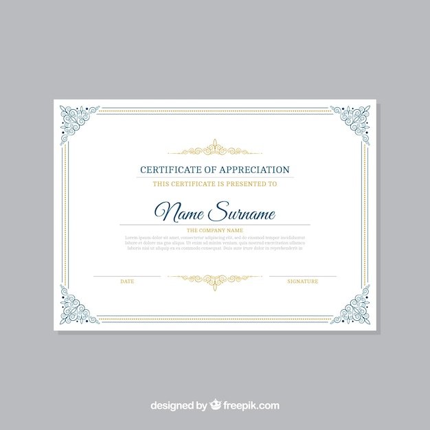 Vecteur gratuit modèle de certificat élégant