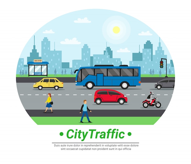 Vecteur gratuit modèle city circle traffic flat circle