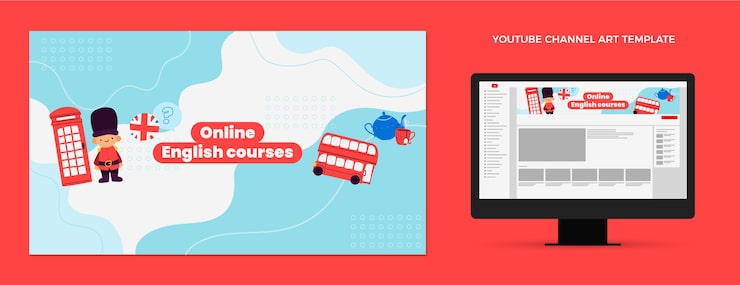 Vecteur gratuit modèle de cours d'anglais design plat dessiné à la main