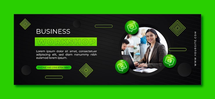 Vecteur gratuit modèle de couverture facebook d'atelier d'affaires dégradé