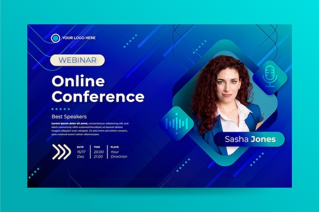 Vecteur gratuit modèle d'invitation de bannière de webinaire
