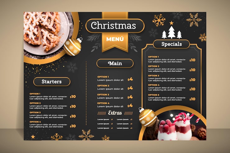 Vecteur gratuit modèle de menu de noël