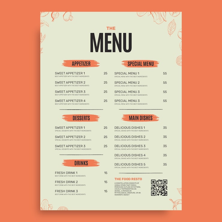 Vecteur gratuit modèle de menu de restaurant de restauration rapide de code qr professionnel burger time