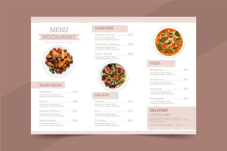 Vecteur gratuit modèle de menu de restaurant rustique
