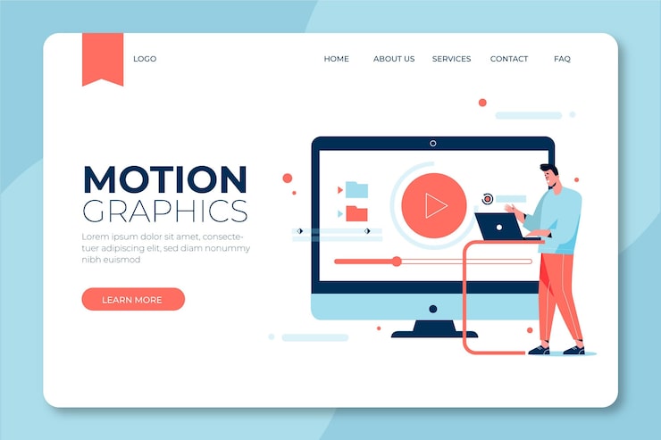 Vecteur gratuit modèle de page de destination flat motiongraphics