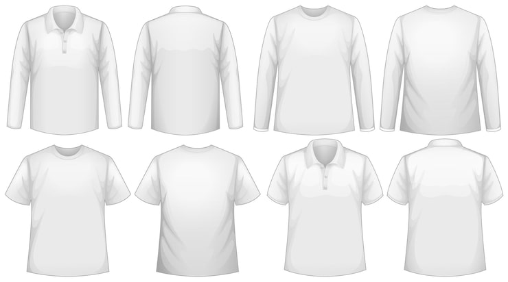 Vecteur gratuit modèle de t-shirt à manches longues et courtes
