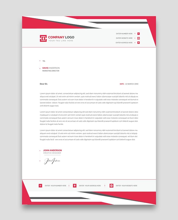 Vecteur gratuit modèle d'en-tête de lettre moderne pour les entreprises