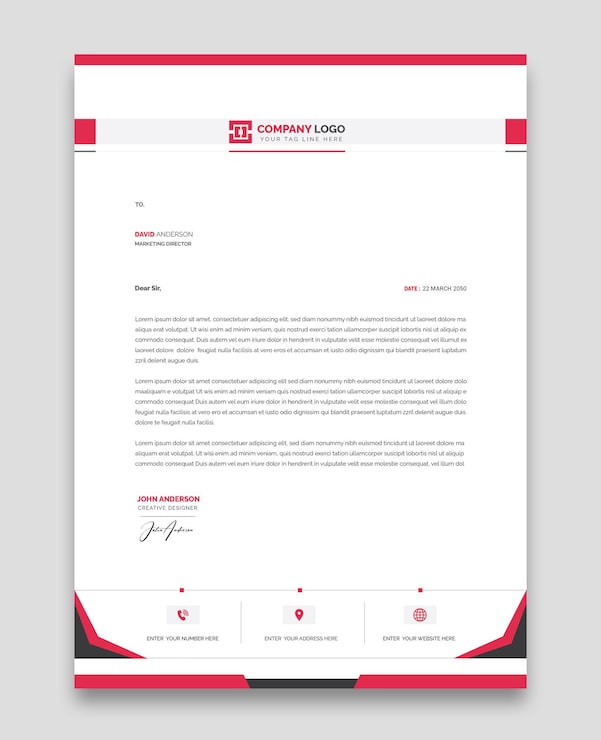 Vecteur gratuit modèle d'en-tête de lettre moderne pour les entreprises
