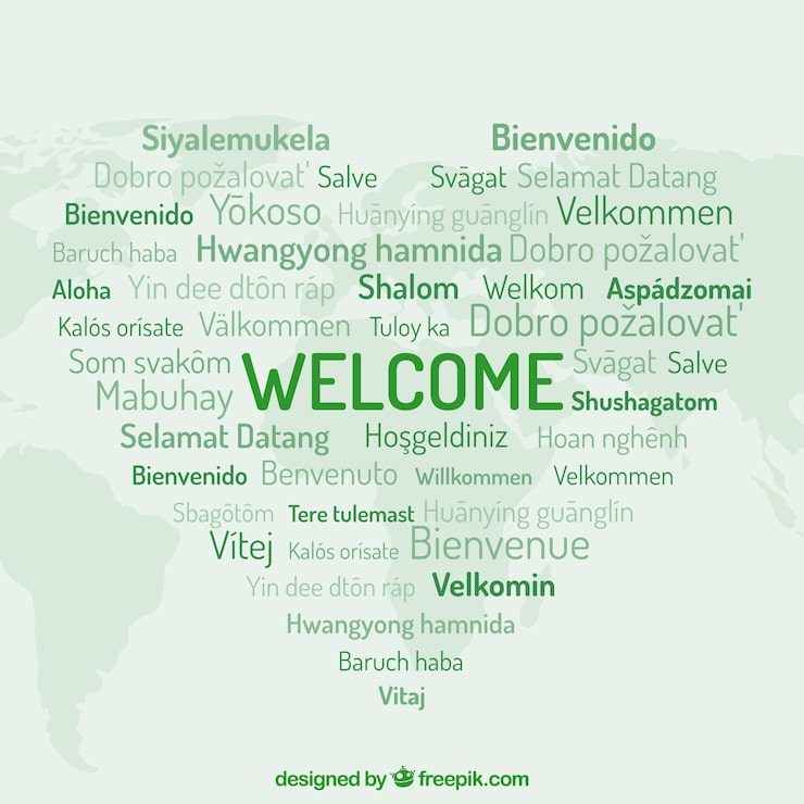 Vecteur gratuit motif de bienvenue dans différentes langues