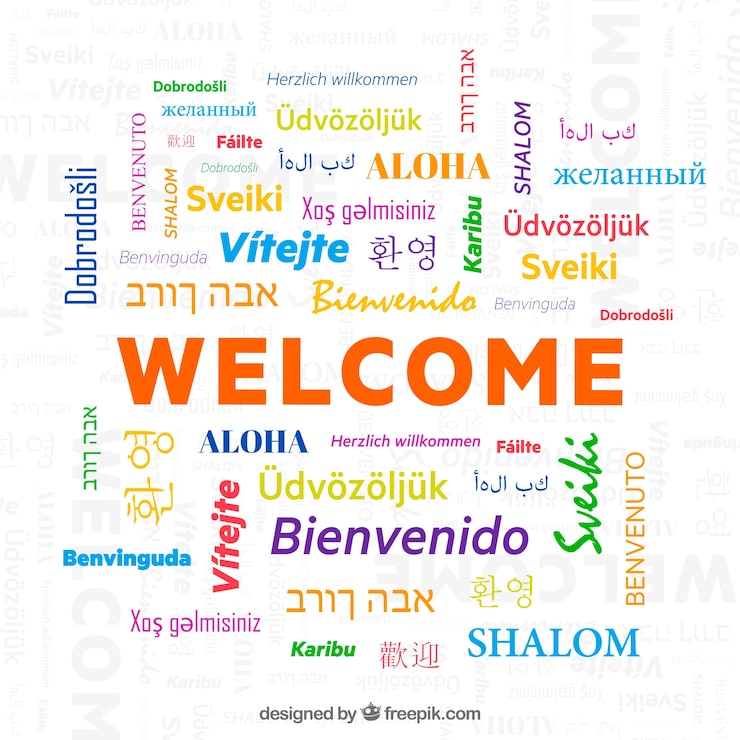 Vecteur gratuit motif de bienvenue dans différentes langues
