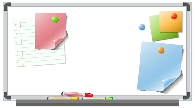 Vecteur gratuit des notes colorées sur un tableau blanc