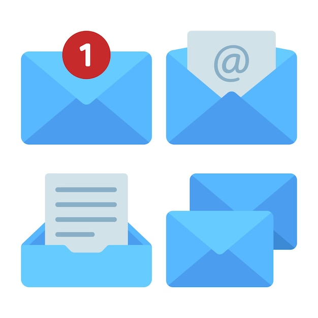 Vecteur gratuit pack d'e-mails style plat