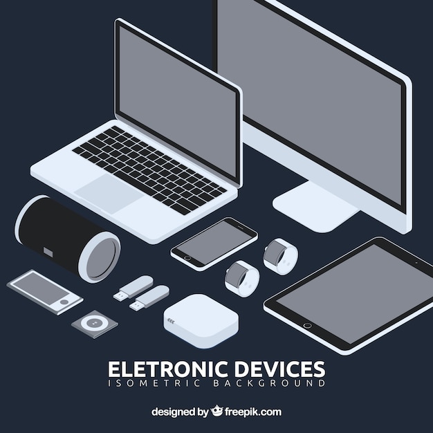 Vecteur gratuit pack d'éléments électroniques en perspective