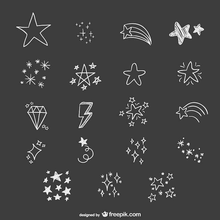 Vecteur gratuit pack d'étoiles dessinées à la main