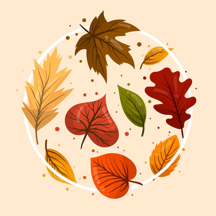 Vecteur gratuit pack de feuilles de forêt plates