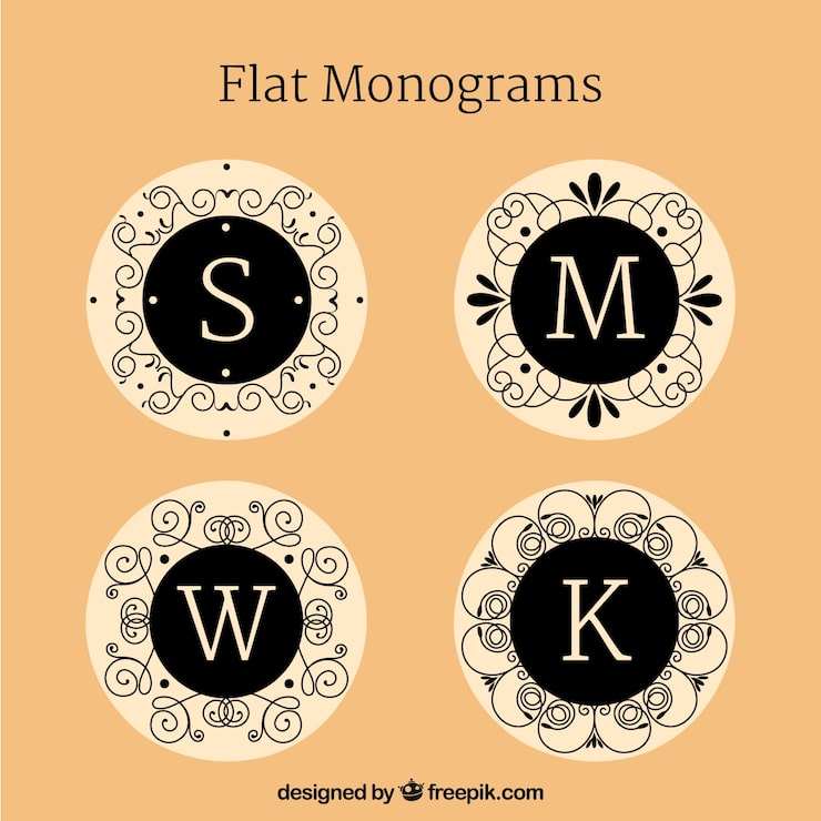 Vecteur gratuit pack de monogrammes élégants en conception plate