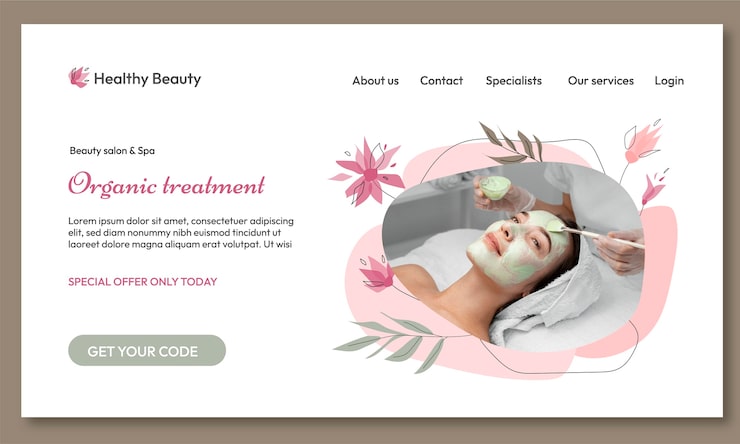 Vecteur gratuit page de destination du salon de beauté floral dessiné à la main