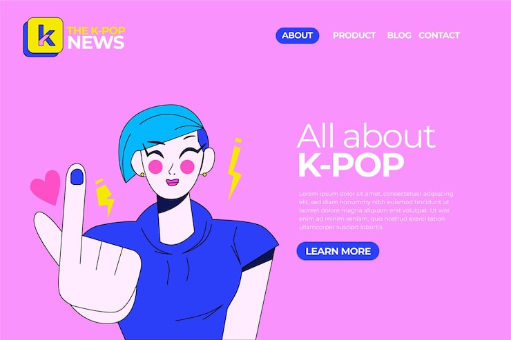 Vecteur gratuit page de destination de la musique k-pop