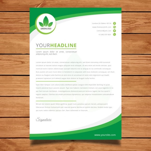 Vecteur gratuit papier à en-tête moderne vert