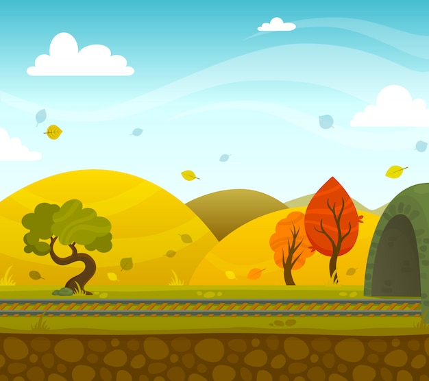 Vecteur gratuit paysage ferroviaire