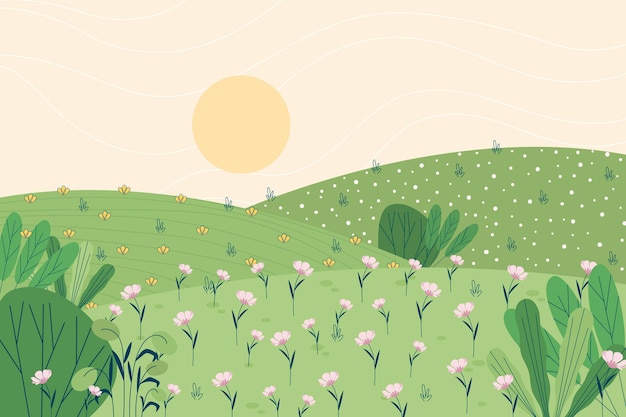 Vecteur gratuit paysage de printemps