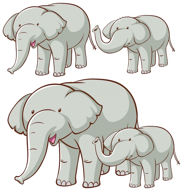 Vecteur gratuit photo isolée d'éléphant gris